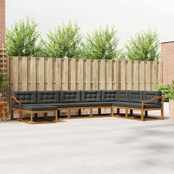 vidaXL Udend&oslash;rs sofagruppe med pude 8 pcs Naturlig og Antracit