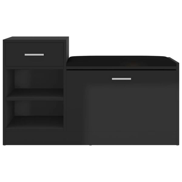 vidaXL skobænk 94,5x31x57 cm konstrueret træ sort højglans