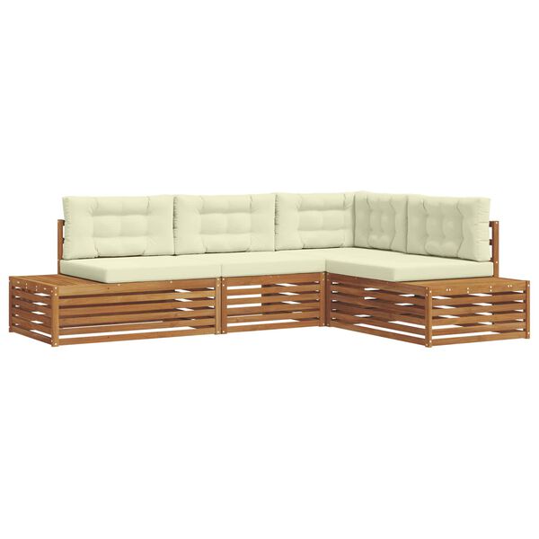 vidaXL Udend&oslash;rs sofagruppe med pude 4 Stk Naturlig og Fl&oslash;de