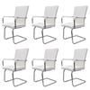 vidaXL spisebordsstole med cantilever 6 stk. stof hvid
