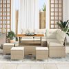 vidaXL Havesofa S&aelig;t med pude 9 pcs Beige Poly rattan