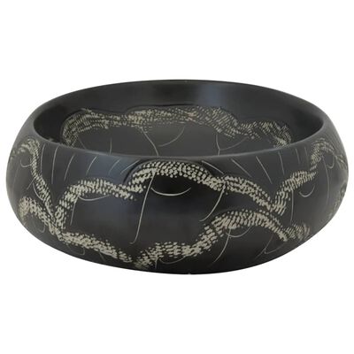vidaXL håndvask til bordplade 59x40x15 cm oval keramik sort