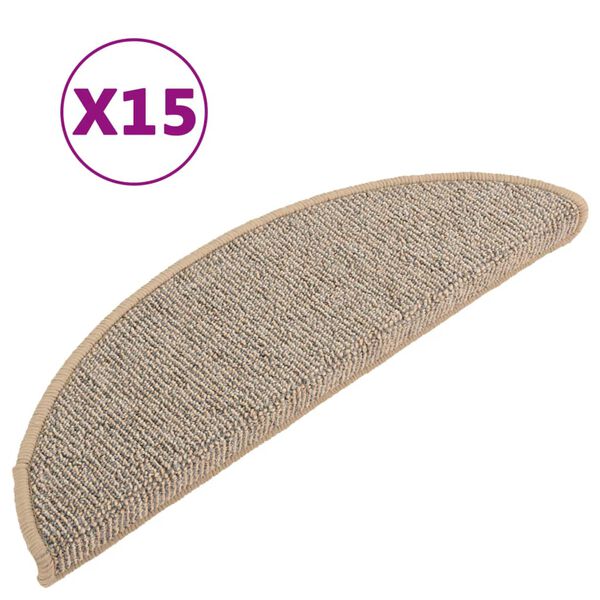 vidaXL trappemåtter 15 stk. 56x17x3 cm brune halvrunde