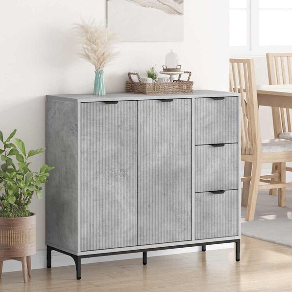 vidaXL Sideboard Beton Gr&aring; 89,5 x 33 x 82 cm Konstrueret tr&aelig;