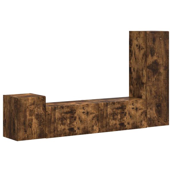 vidaXL TV-m&oslash;bels&aelig;t V&aelig;gmonteret 4 pcs R&oslash;get eg Konstrueret tr&aelig;