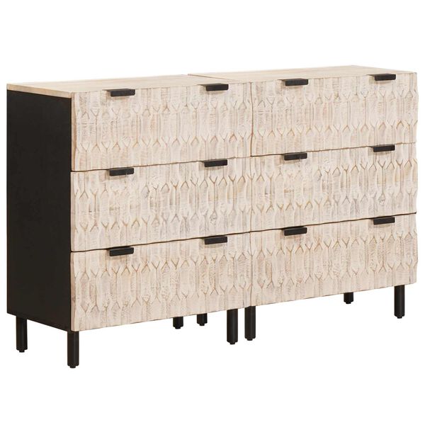 vidaXL Sideboard Hvid Vask Finish Massivt mangotr&aelig;