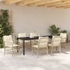 vidaXL Have Spisebordss&aelig;t med pude 7 pcs Beige polyrattan