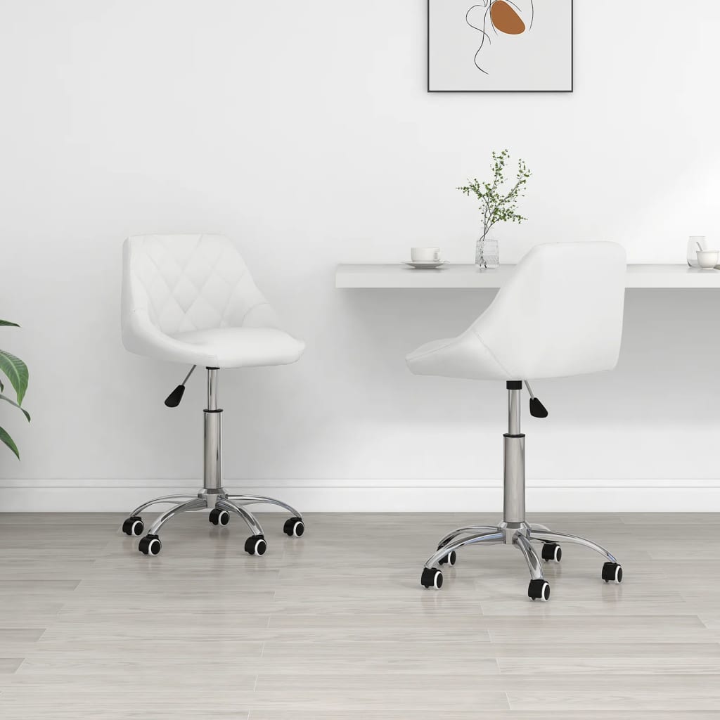 vidaXL drejelige spisebordsstole 2 stk. kunstlæder hvid