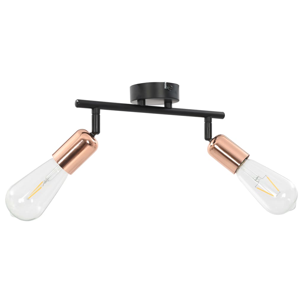 vidaXL 2-vejs spotlampe med glødepærer 2 W E27 sort og kobber
