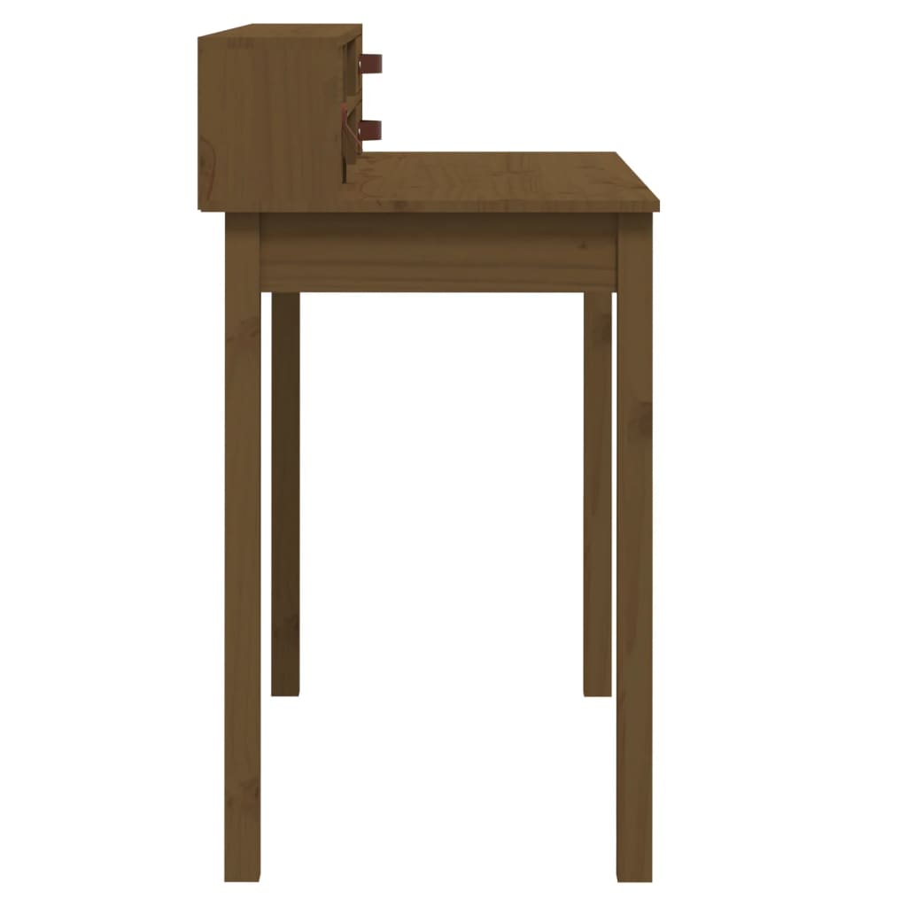 vidaXL skrivebord 110x50x93 cm massivt fyrretræ gyldenbrun
