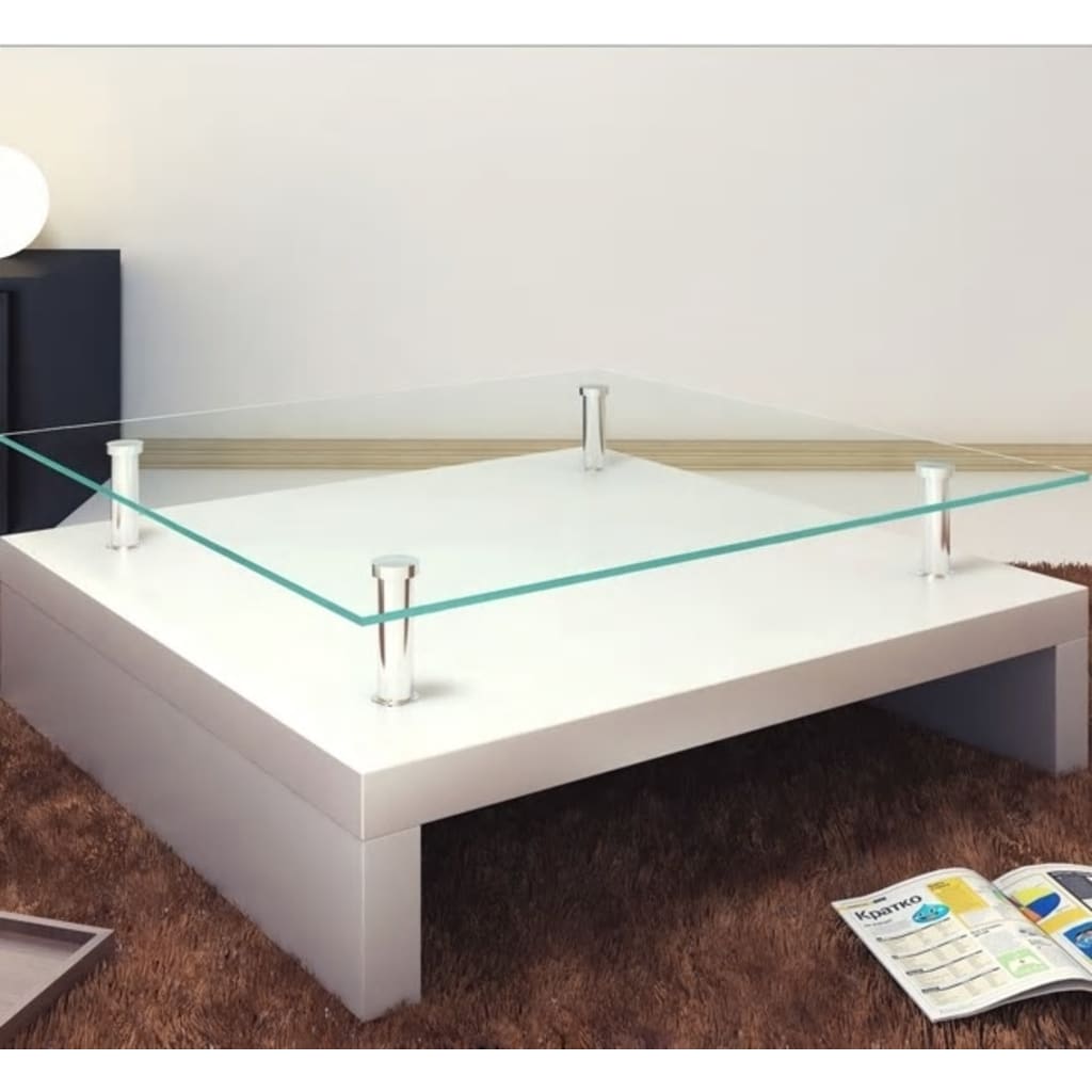 vidaXL sofabord med glasbordplade hvid