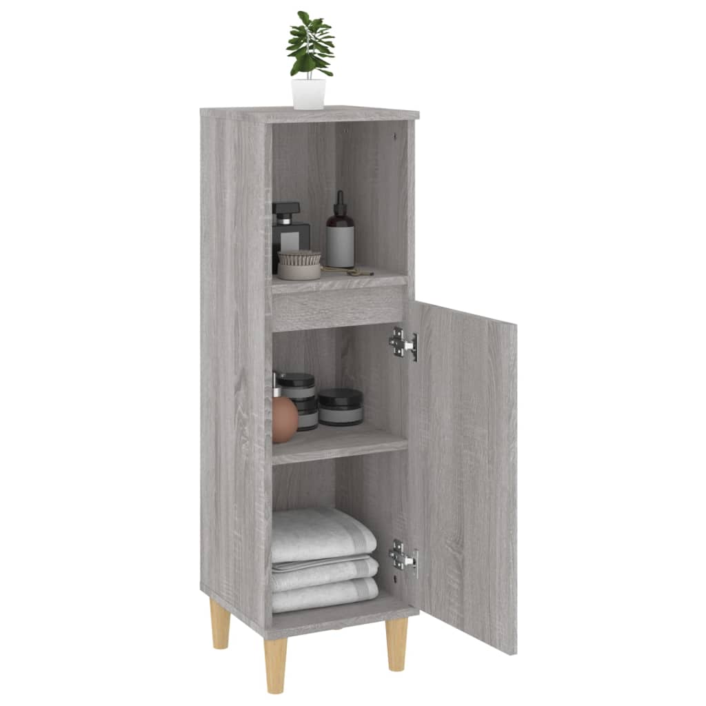 vidaXL badeværelsesskab 30x30x100 cm konstrueret træ grå sonoma-eg