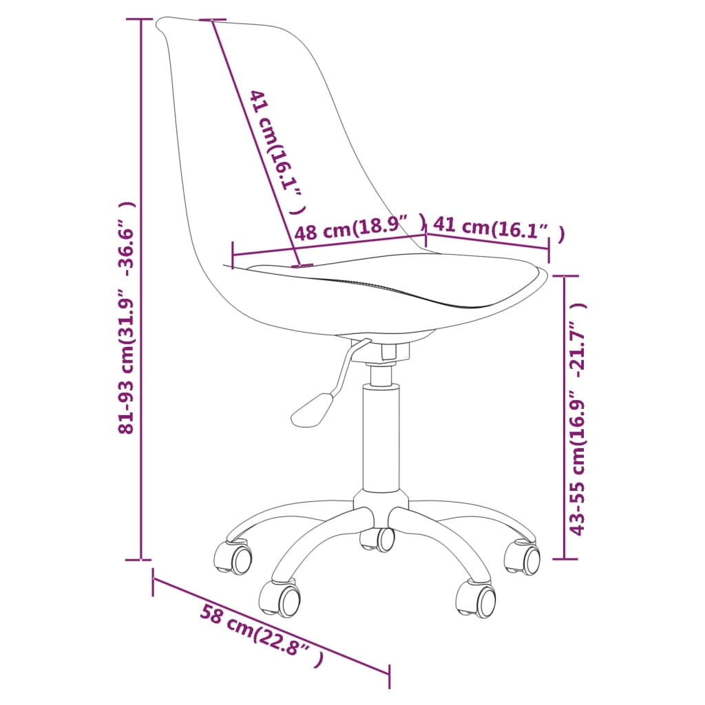 vidaXL drejelige spisebordsstole 6 stk. stof lilla