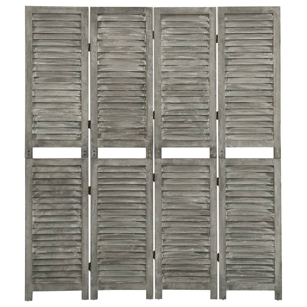 vidaXL 4-panels rumdeler 143x166 cm massivt træ grå