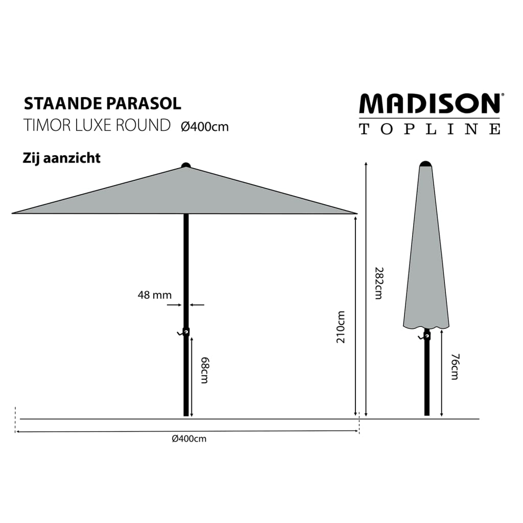 Madison parasol Timor Luxe 400 cm gråbrun PAC8P015
