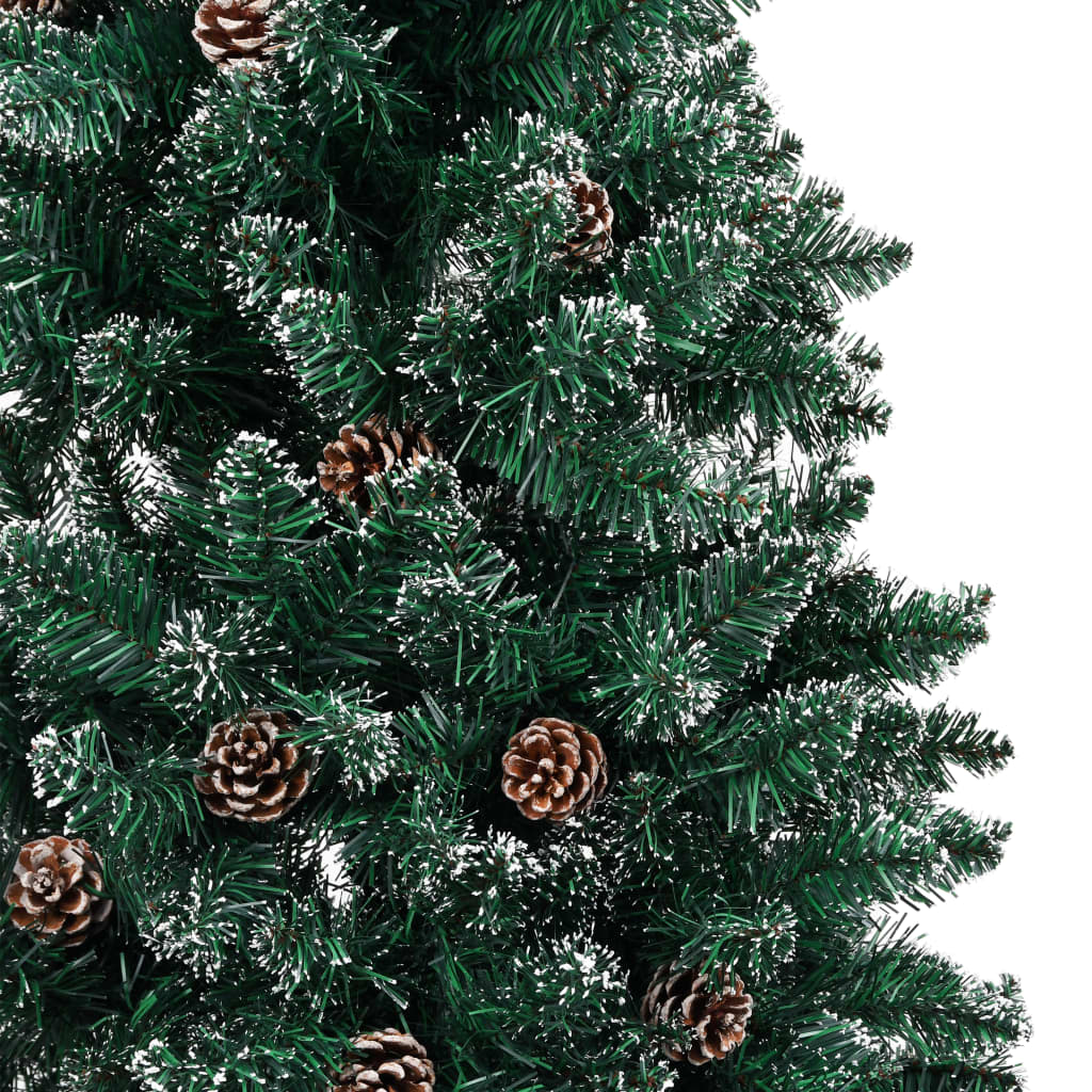 vidaXL slankt juletræ med ægte træ og hvid sne 180 cm grøn