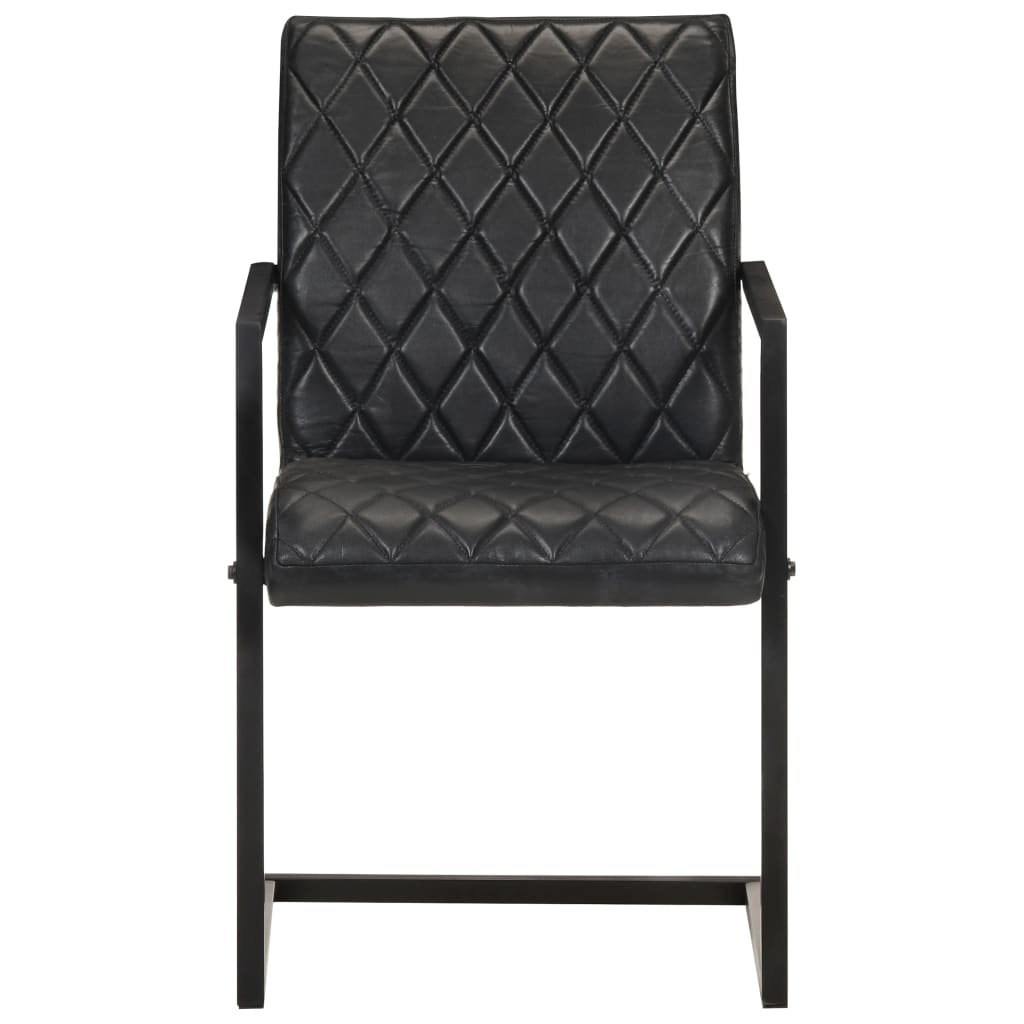 vidaXL spisebordsstole med cantilever 4 stk. ægte læder sort