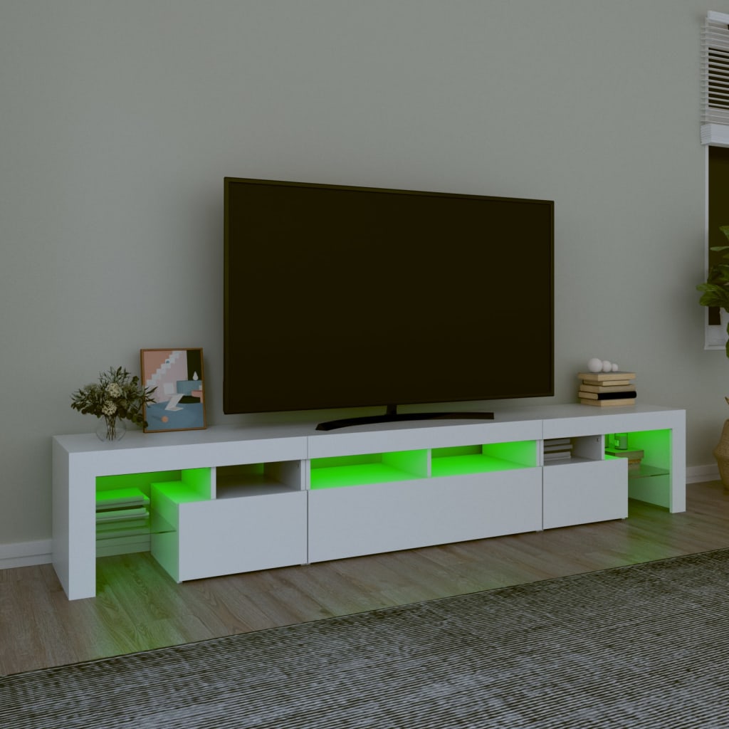 vidaXL tv-skab med LED-lys 230x36,5x40 cm hvid