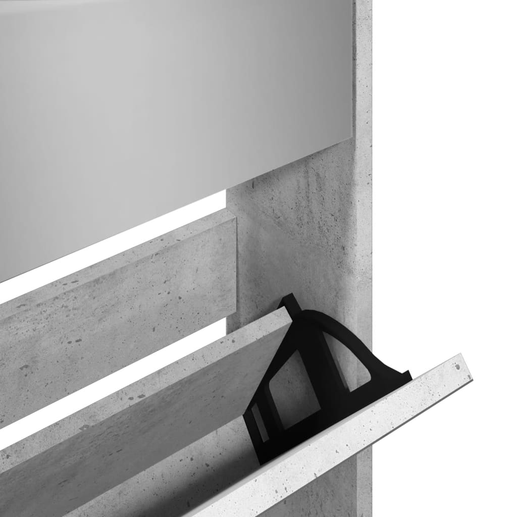 vidaXL skoskab med spejl og 5 hylder 63x17x169,5 cm betongrå