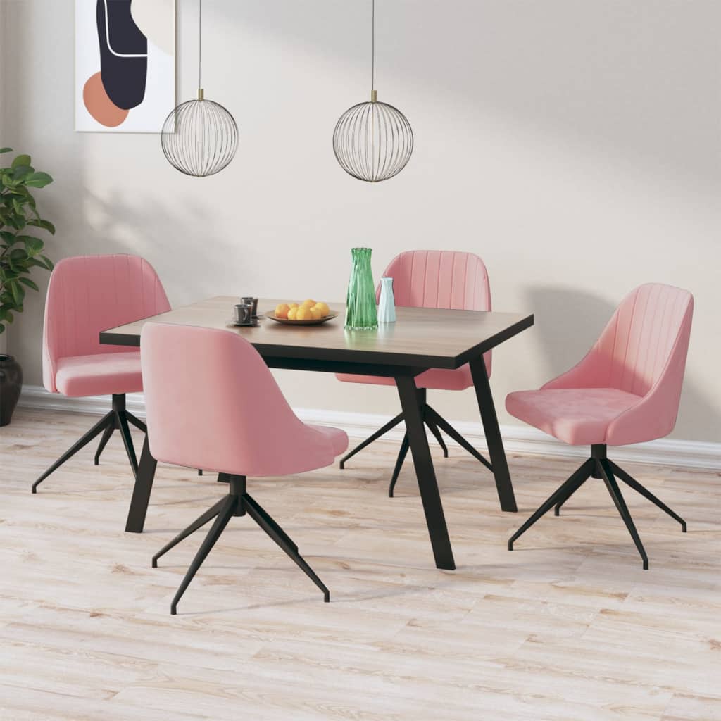 vidaXL spisebordsstole 4 stk. fløjl lyserød
