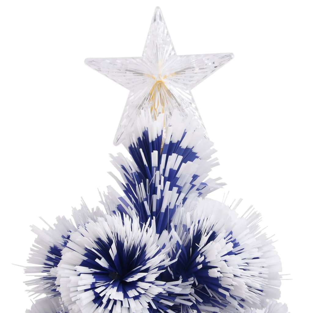 vidaXL kunstigt juletræ med lys 150 cm fiberoptisk hvid og blå