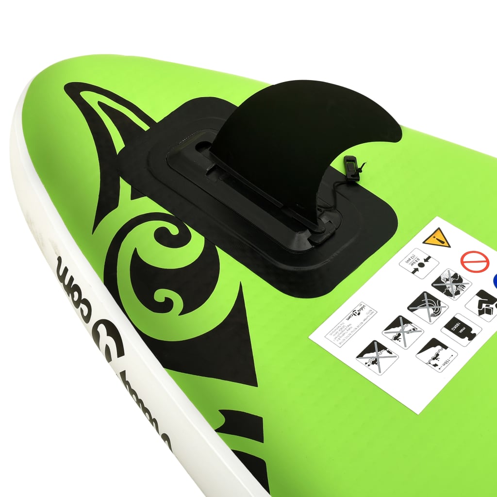 vidaXL oppusteligt paddleboardsæt 366x76x15 cm grøn