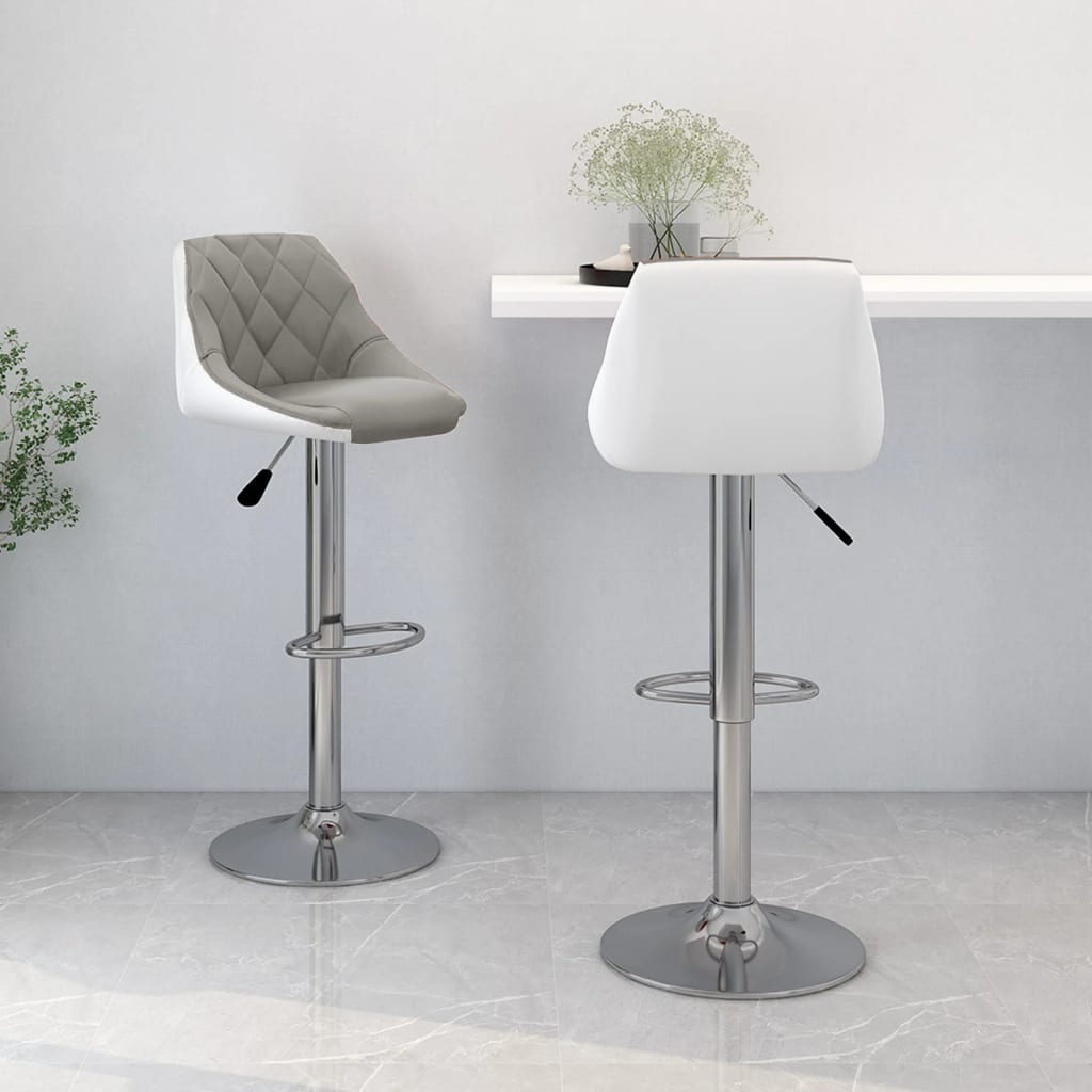 vidaXL barstole 2 stk. kunstlæder grå og hvid