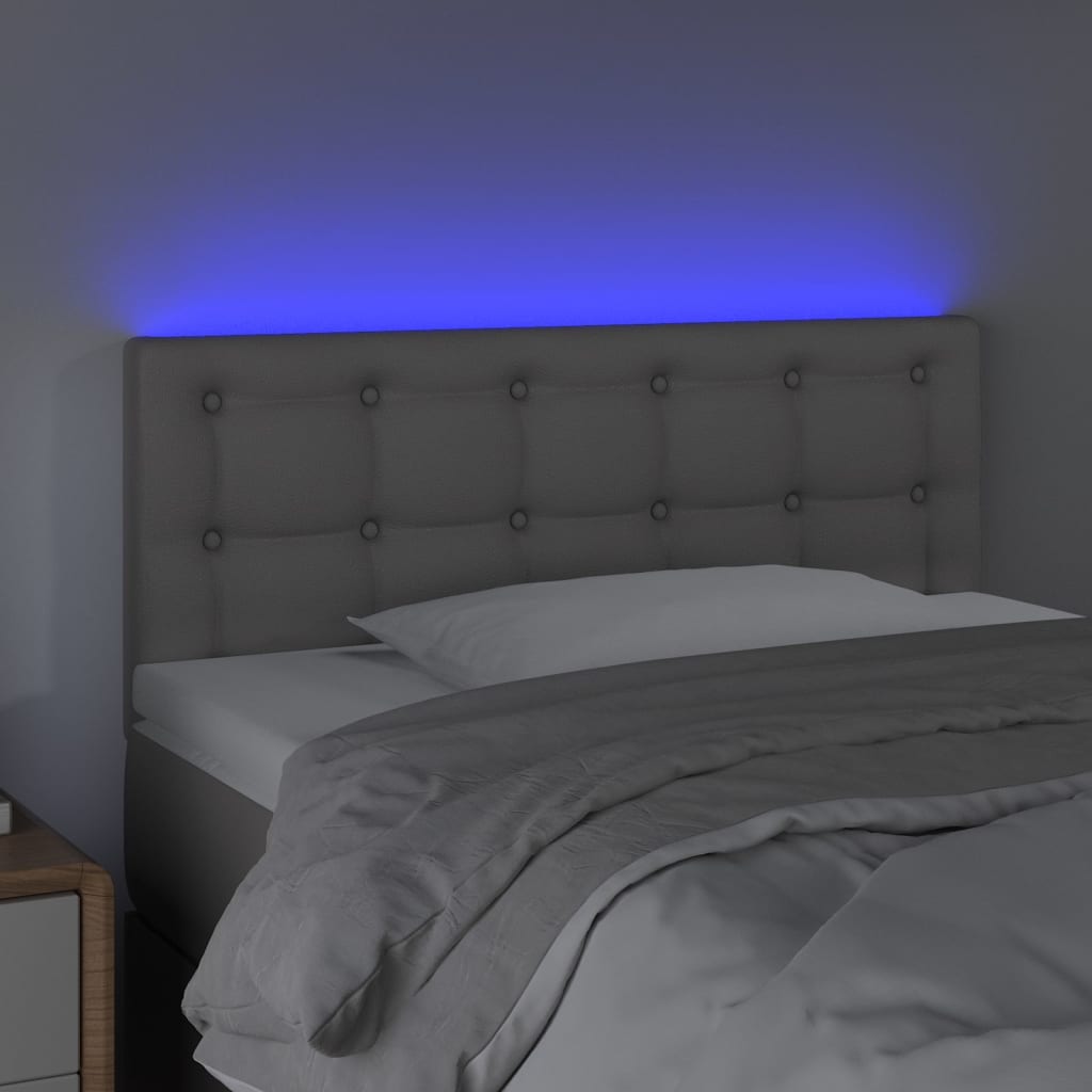 vidaXL sengegavl med LED-lys 80x5x78/88 cm kunstlæder grå