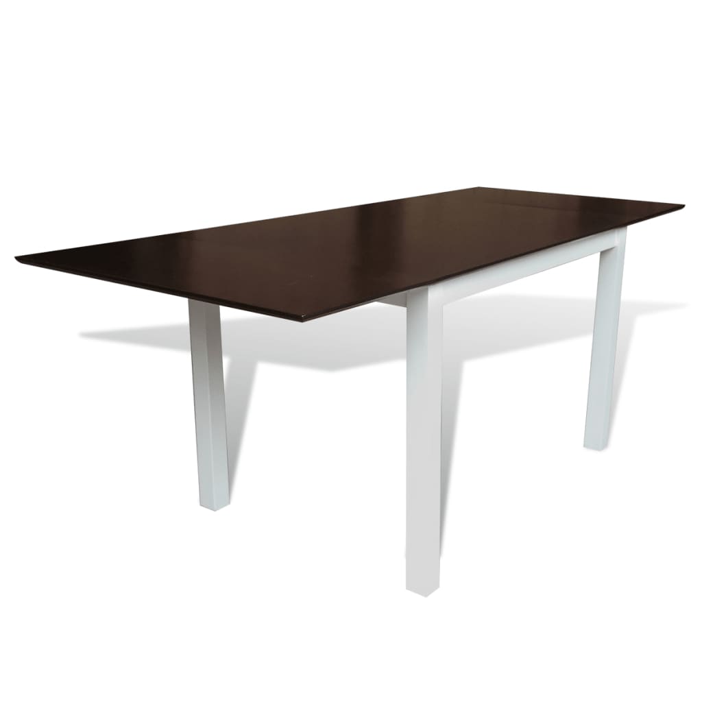 vidaXL spisebord med forlængelse gummitræ brun og hvid 190 cm