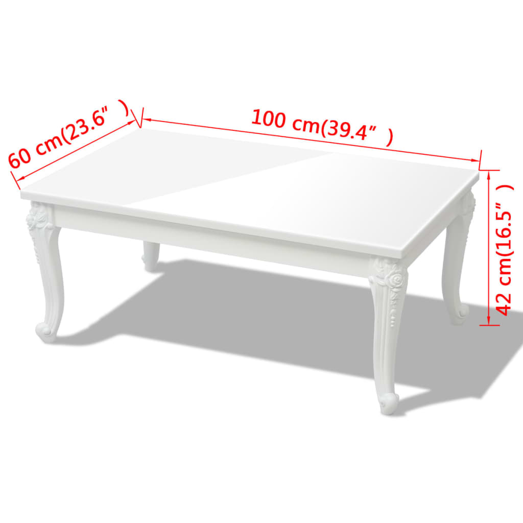 vidaXL sofabord 100 x 60 x 42 cm højglans hvid
