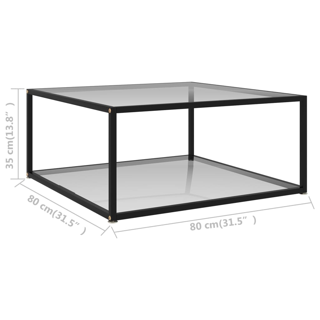 vidaXL sofabord 80x80x35 cm hærdet glas transparent