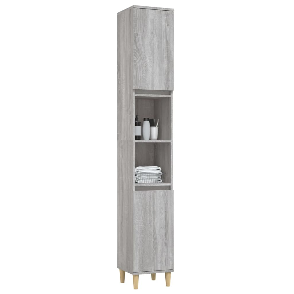 vidaXL badeværelsesskab 30x30x190 cm konstrueret træ grå sonoma-eg