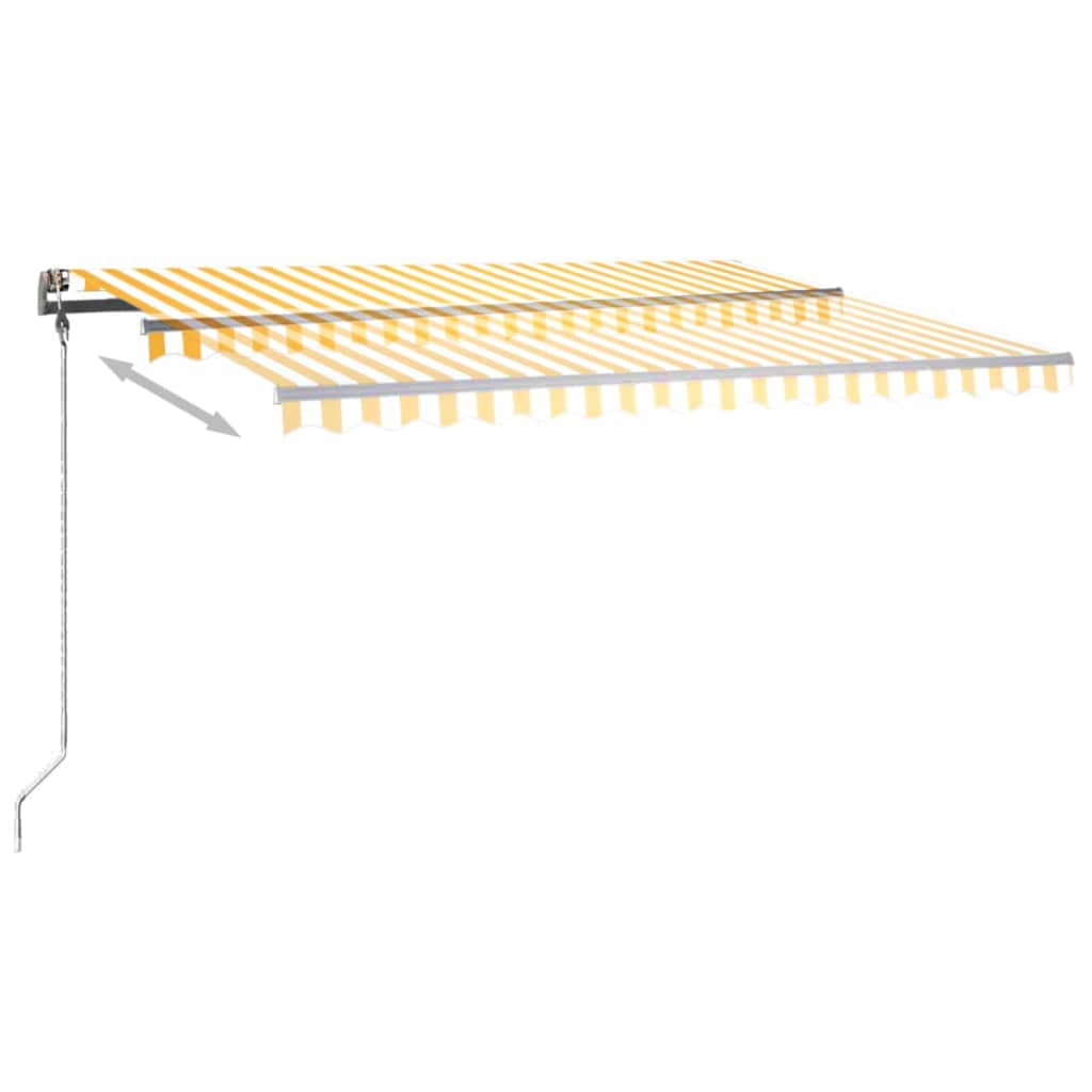 vidaXL markise m. LED-lys 450x300 cm manuel betjening gul og hvid