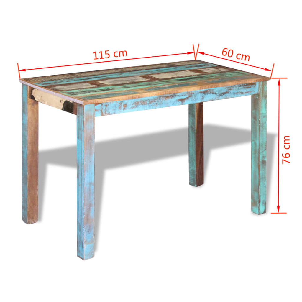 vidaXL spisebord 115x60x76 cm massivt genbrugstræ
