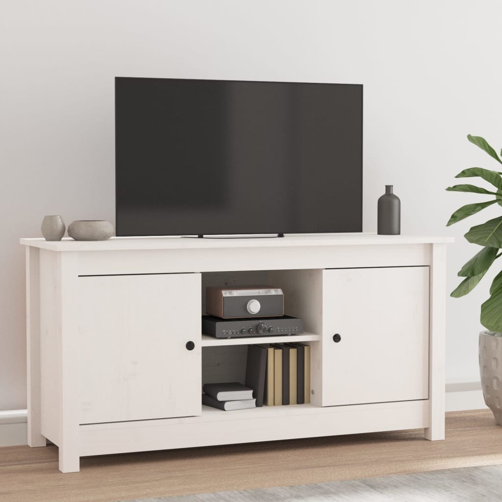 vidaXL tv-bord 103x36,5x52 cm massivt fyrretræ hvid