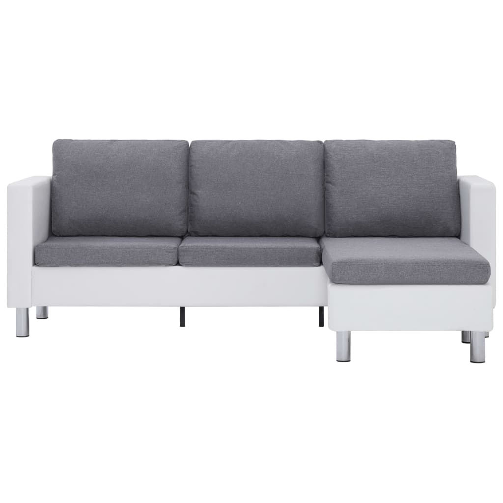 vidaXL 3-personers sofa med hynder kunstlæder hvid