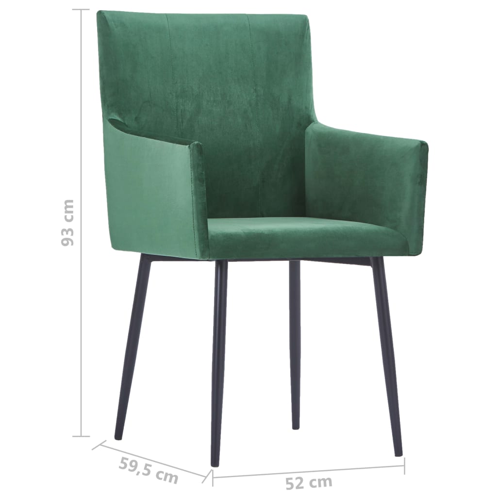 vidaXL spisebordsstole med armlæn 2 stk. fløjl grøn
