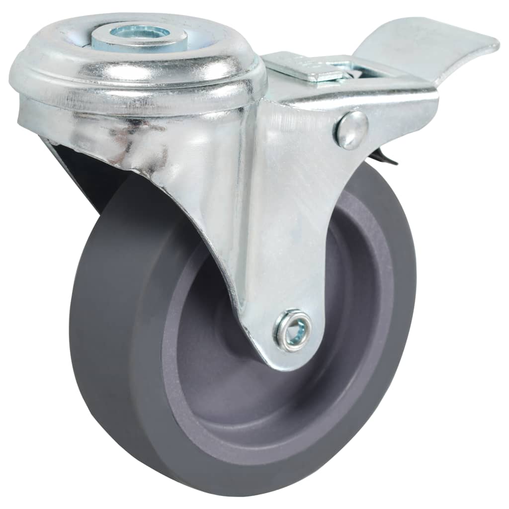 vidaXL drejehjul med bolthul og dobbelte bremser 4 stk. 75 mm