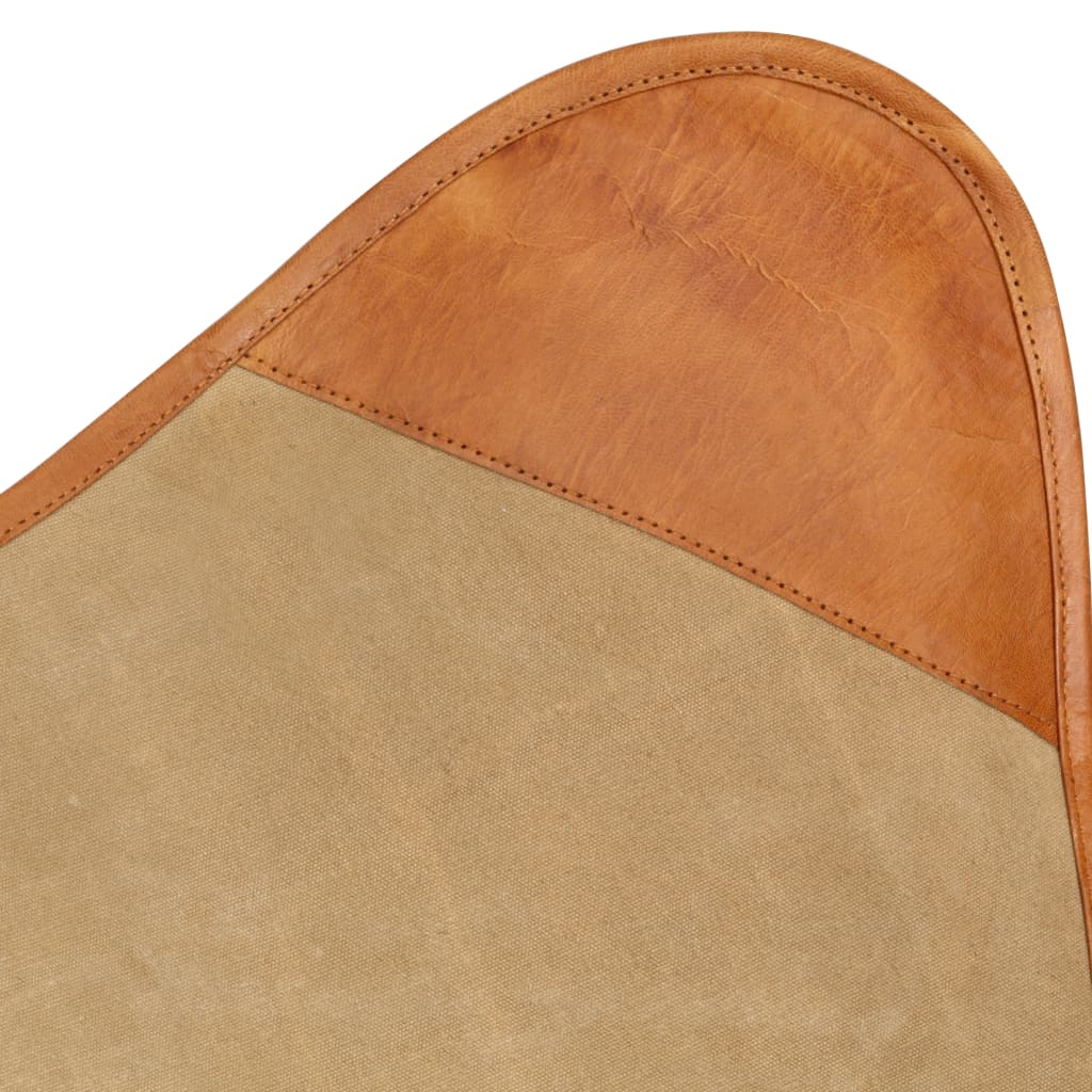 vidaXL butterflystol ægte læder og kanvas brun