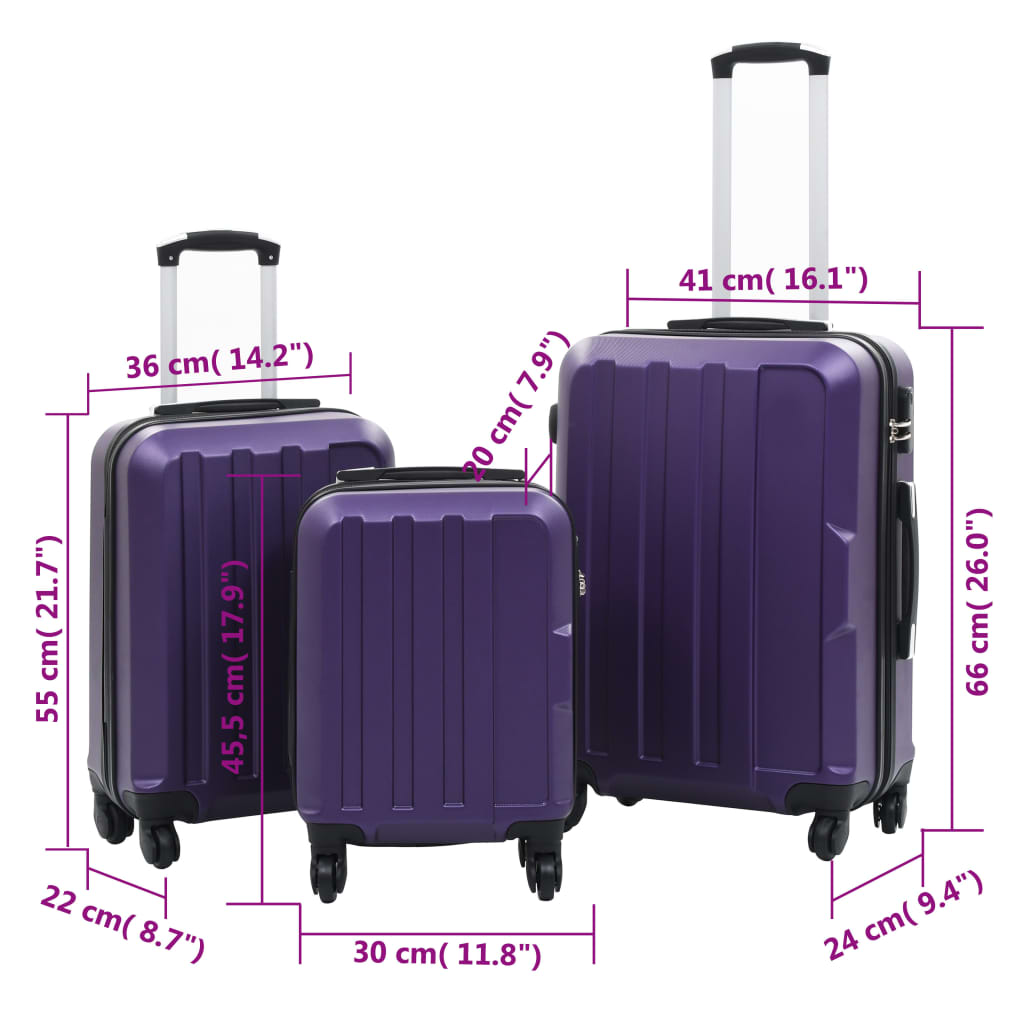 vidaXL kuffertsæt i 3 dele hardcase ABS lilla