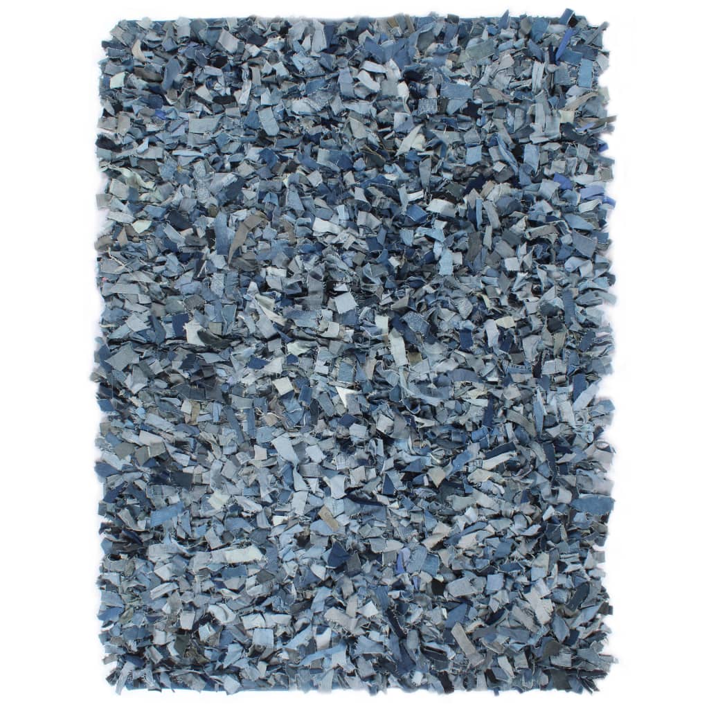 vidaXL shaggy tæppe denim 120 x 170 cm blå