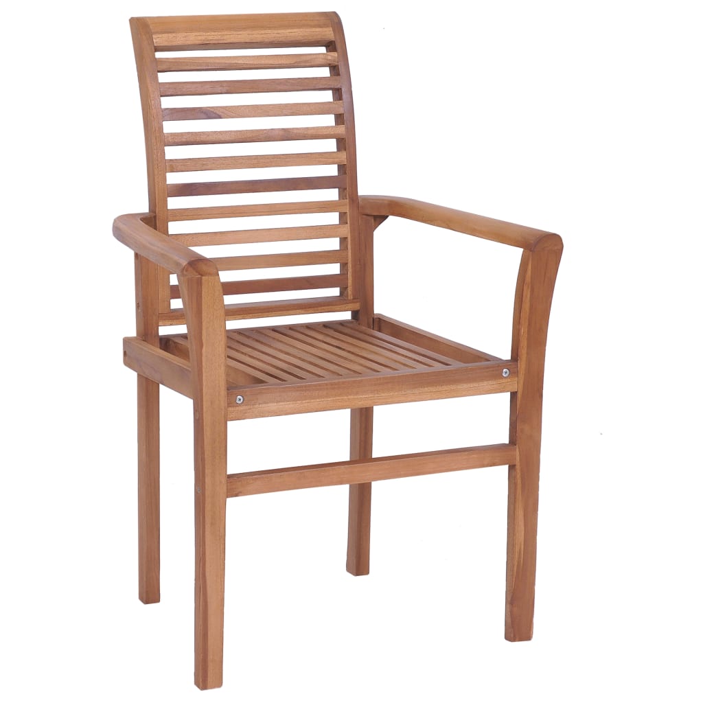 vidaXL spisebordsstole 6 stk. med vinrøde hynder massivt teaktræ