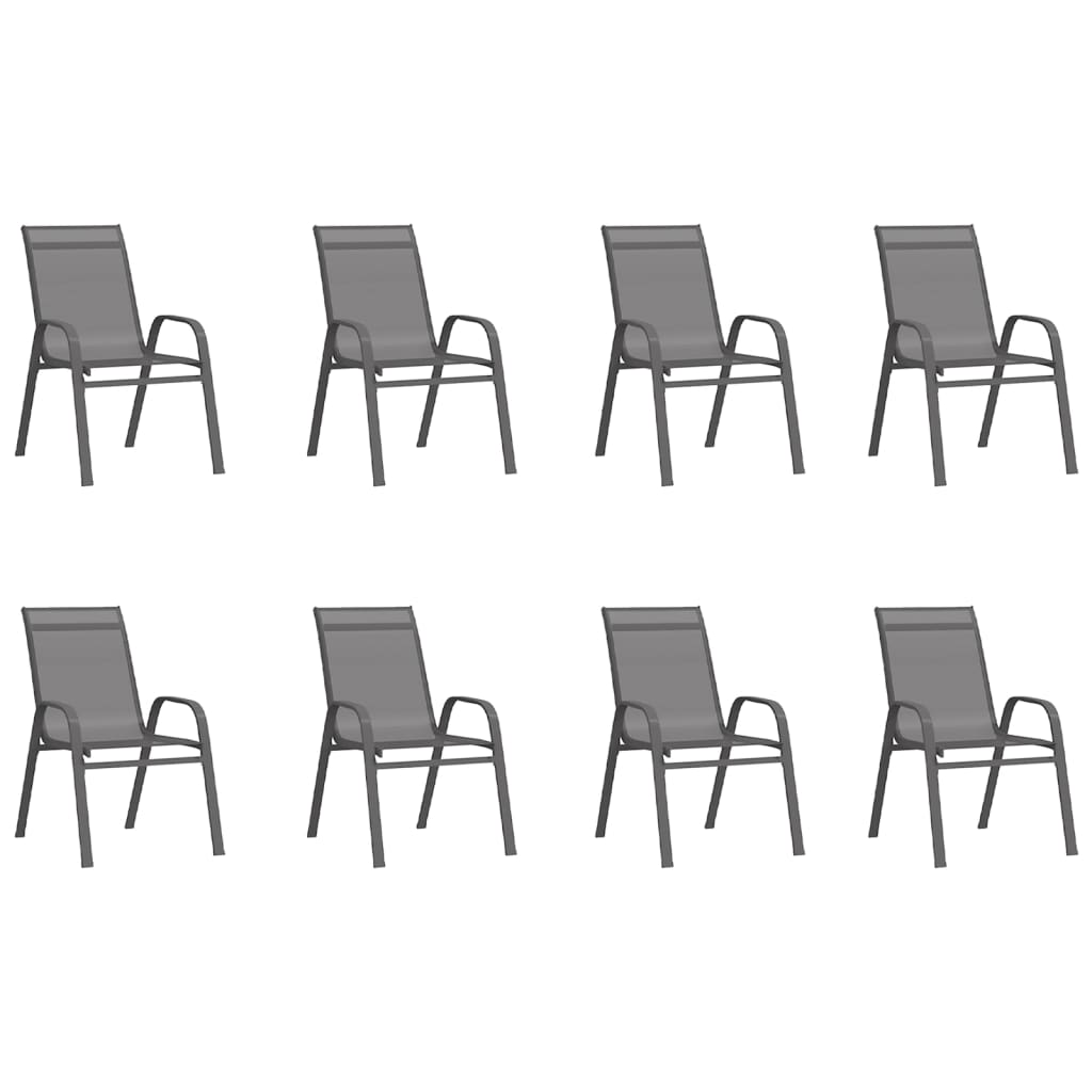 vidaXL spisebordssæt til haven 9 dele grå og sort