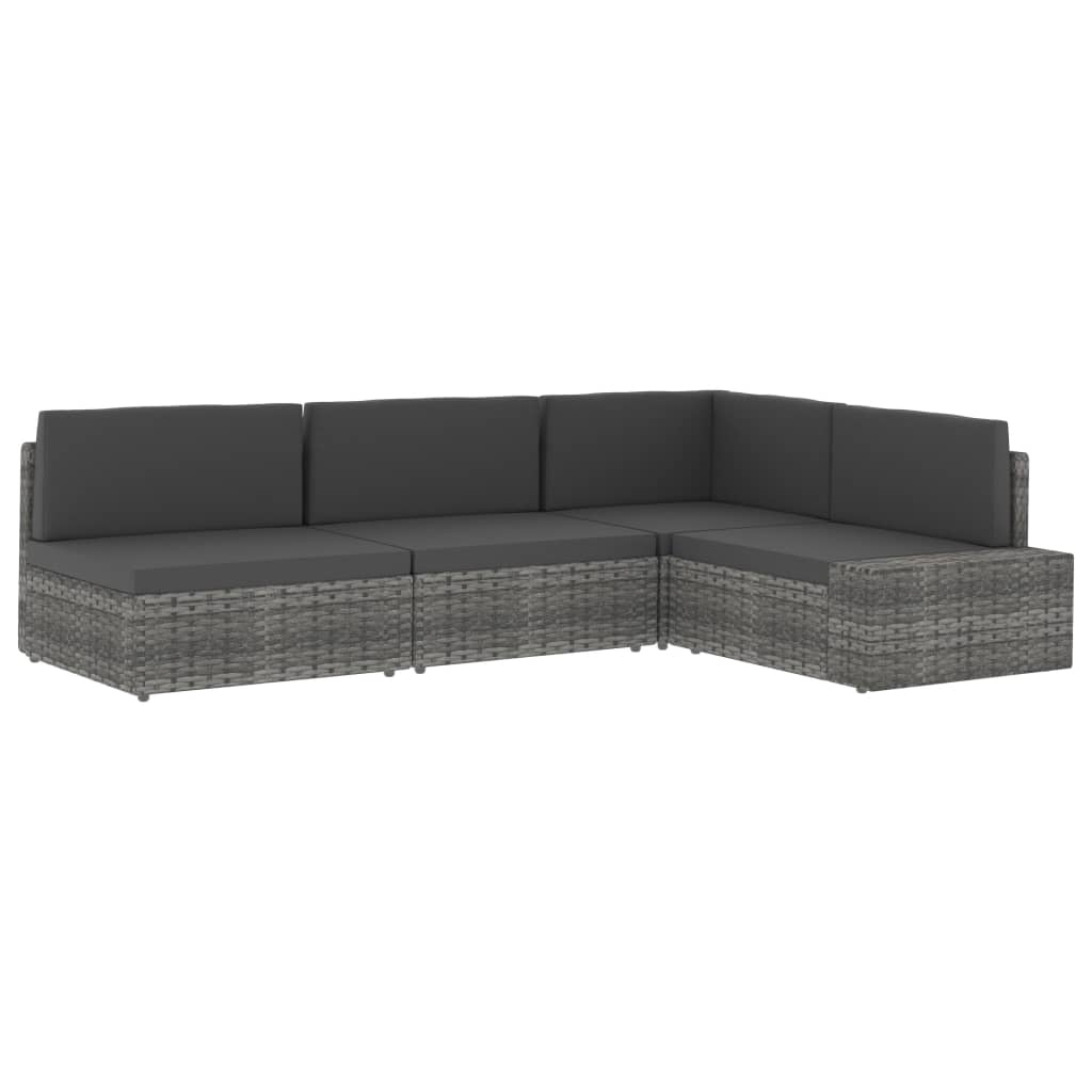 vidaXL 3-personers sofa modulær polyrattan sort