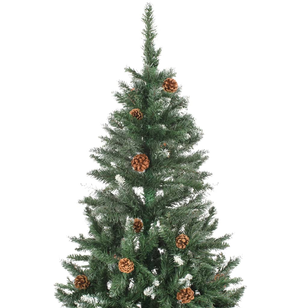 vidaXL kunstigt juletræ med grankogler og hvidt glitter 150 cm
