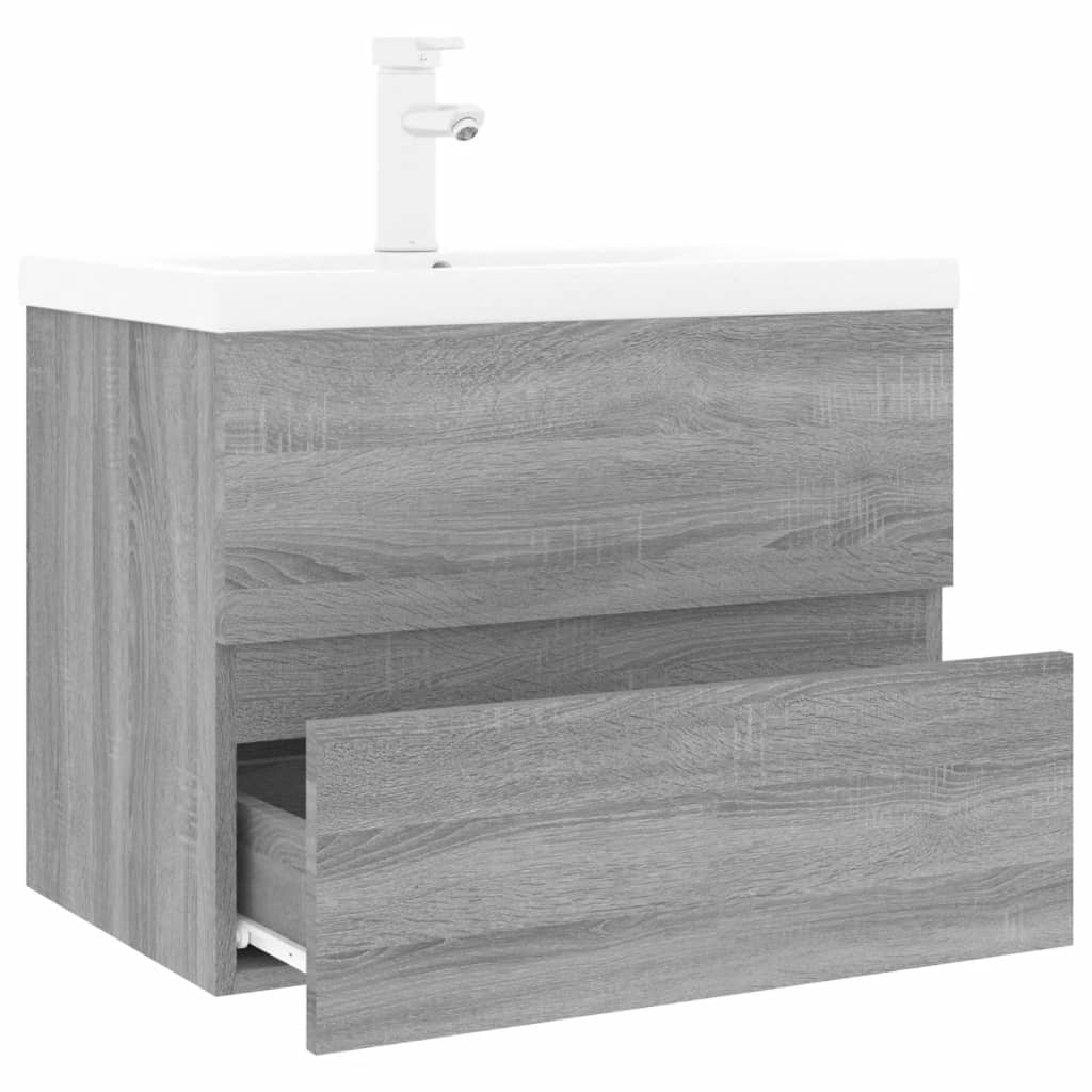 vidaXL skab med indbygget håndvask konstrueret træ grå sonoma-eg