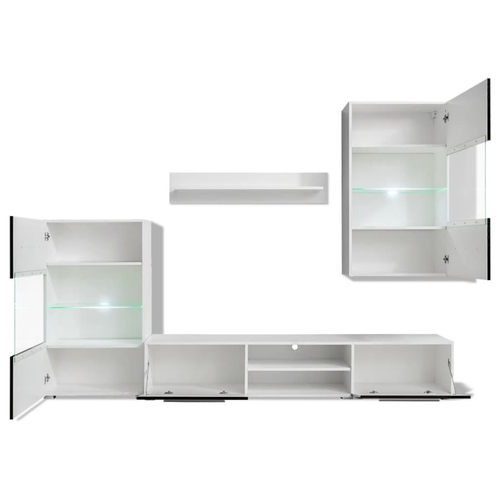 vidaXL TV-møbel i fem dele med LED-belysning sort