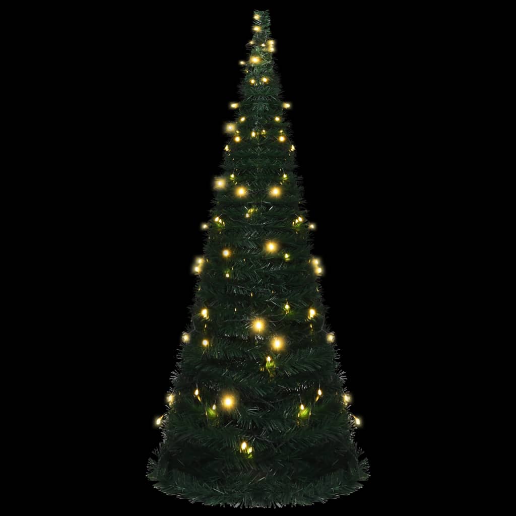 vidaXL kunstigt pop op-juletræ med lys 210 cm grøn