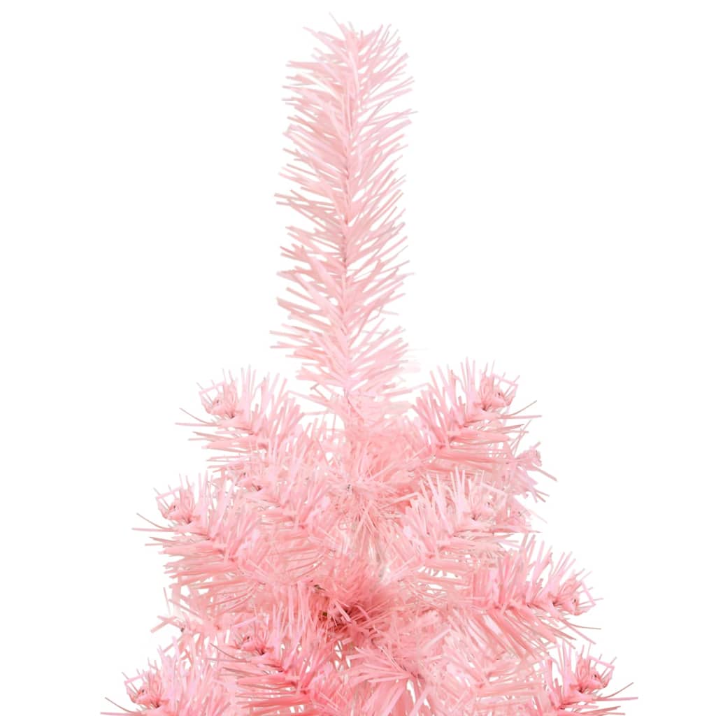 vidaXL kunstigt halvt juletræ med juletræsfod 180 cm smalt pink