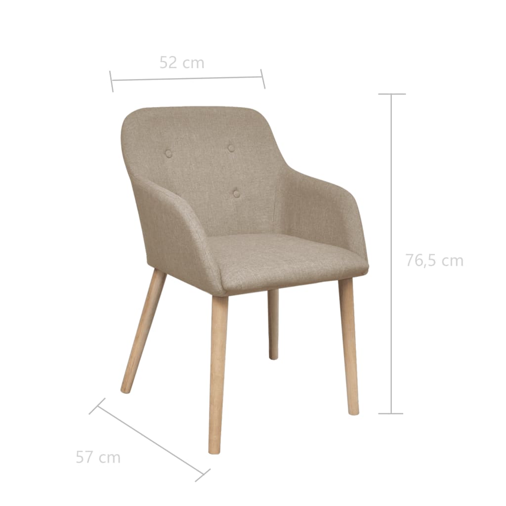 vidaXL spisebordsstole 6 stk. beige stof massivt egetræ